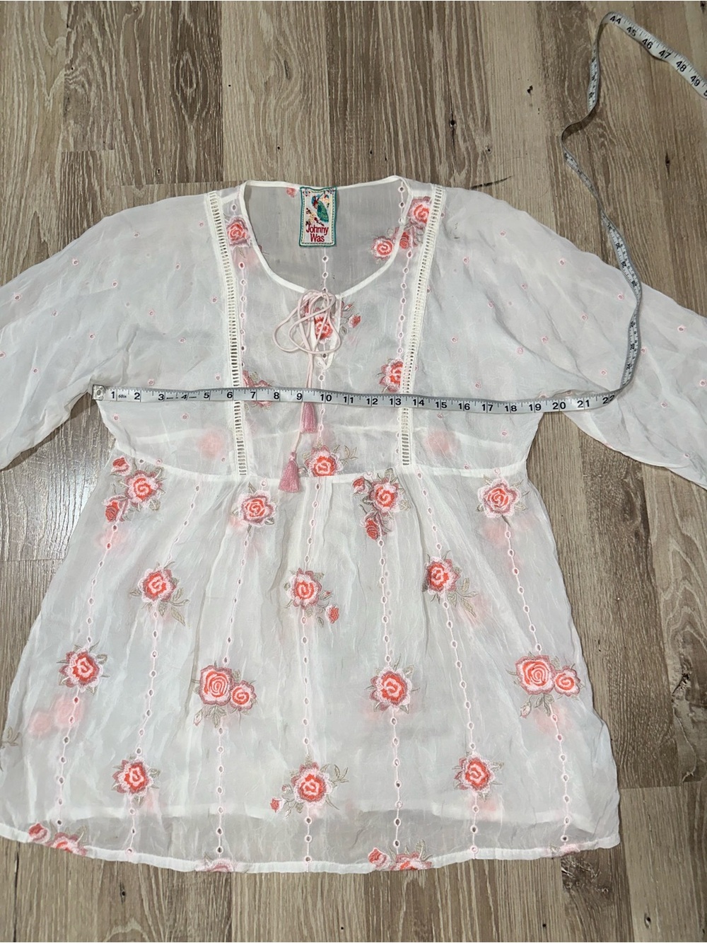Johnny Was Nova tassel white embroidered top in size Small. - Picture 7 of 10
